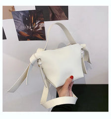Texture Portable Bucket Ins Knotted Bow Tote Women's Single Shoulder Crossbody C