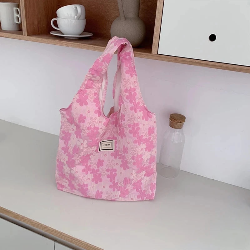 Vintage Floral Jacquard Tote Bag Women Eco Shoulder Handbag