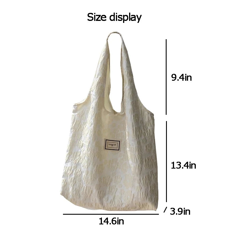 Vintage Floral Jacquard Tote Bag Women Eco Shoulder Handbag