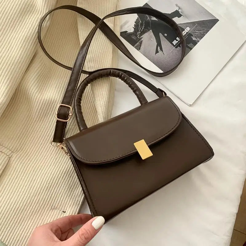 Women's Solid Square Bag PU Leather Cross-body Handbag