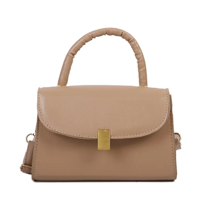 Women's Solid Square Bag PU Leather Cross-body Handbag