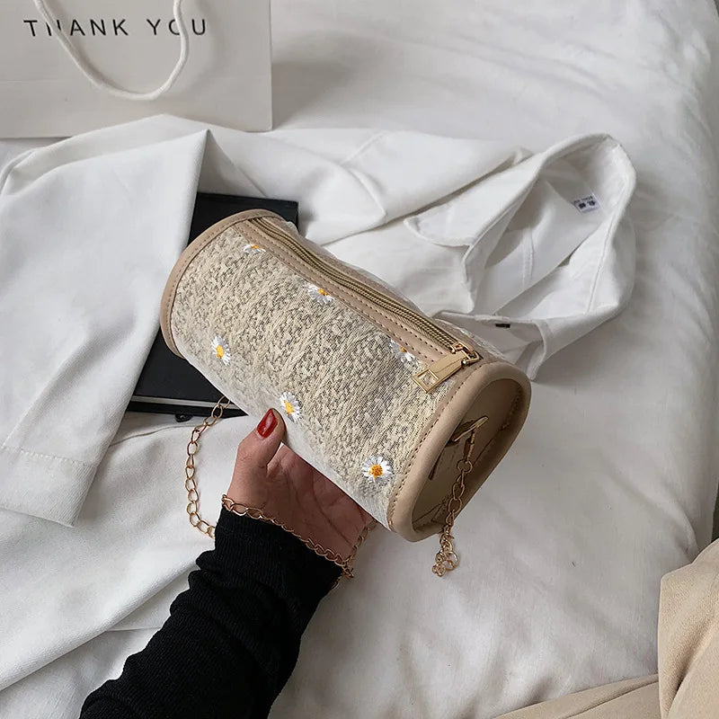 Women Summer Beach Straw Bags Vintage Shoulder Bag Female