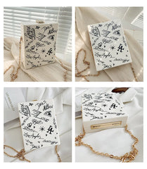 Chain Shoulder Bag Party Clutch Cartoon Printed Acrylic Box Lady Wallet Handbag