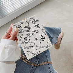 Chain Shoulder Bag Party Clutch Cartoon Printed Acrylic Box Lady Wallet Handbag