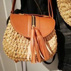 Bohemian Tassel Straw Crossbody Bag for Women