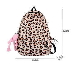 Leopard Print Women Backpack College Girls School Bag