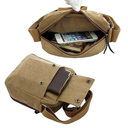 Vintage Canvas Travel Satchel Messenger Bag