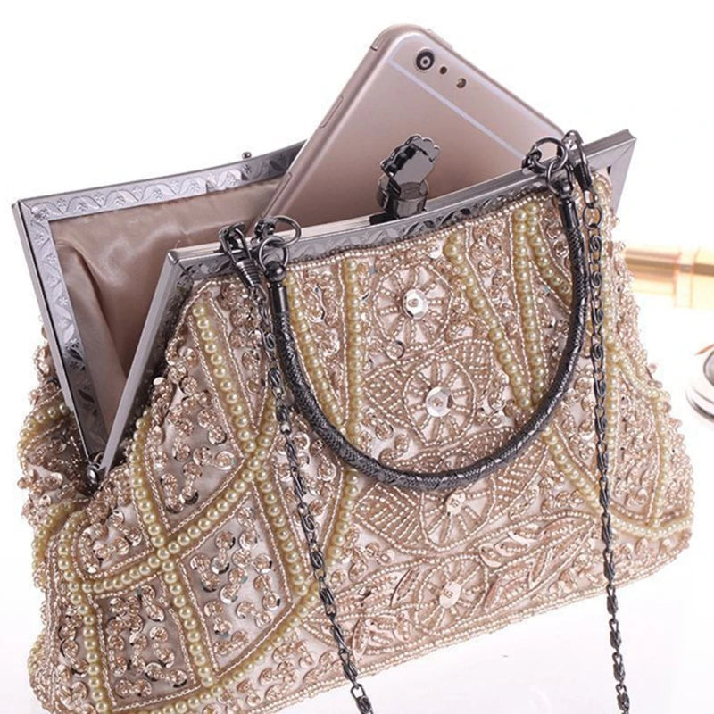 Women's Vintage Beaded Evening Bag for Wedding Party