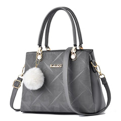 Women's Leather Handbag Larger Hairball Crossbody Shoulder Bags