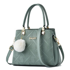 Women's Leather Handbag Larger Hairball Crossbody Shoulder Bags