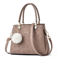 Women's Leather Handbag Larger Hairball Crossbody Shoulder Bags