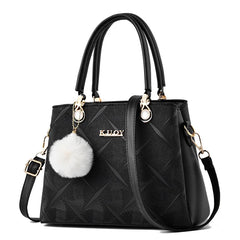 Women's Leather Handbag Larger Hairball Crossbody Shoulder Bags