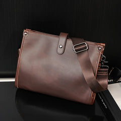 Men's Crazy Horse Leather Briefcase Large Capacity Shoulder Bag