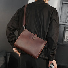 Men's Crazy Horse Leather Briefcase Large Capacity Shoulder Bag