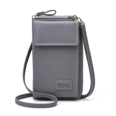 Pink Leather Small Shoulder Bag with Strap for Phone and Wallet