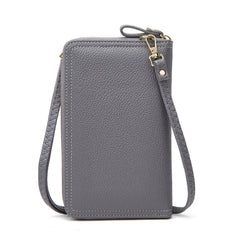 Pink Leather Small Shoulder Bag with Strap for Phone and Wallet