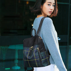 Plaid Nylon Travel Daypack Laptop Backpack Schoolbags Rucksack Bag