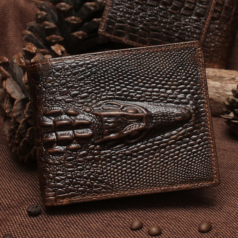 Crocodile Leather Wallet for Men, 3D Design, High Quality