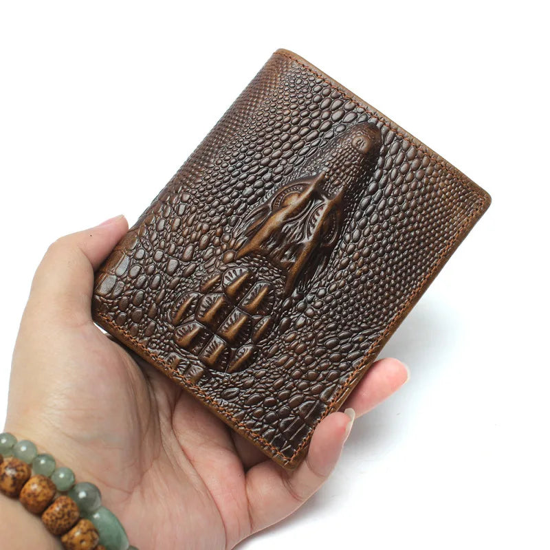 Crocodile Leather Wallet for Men, 3D Design, High Quality