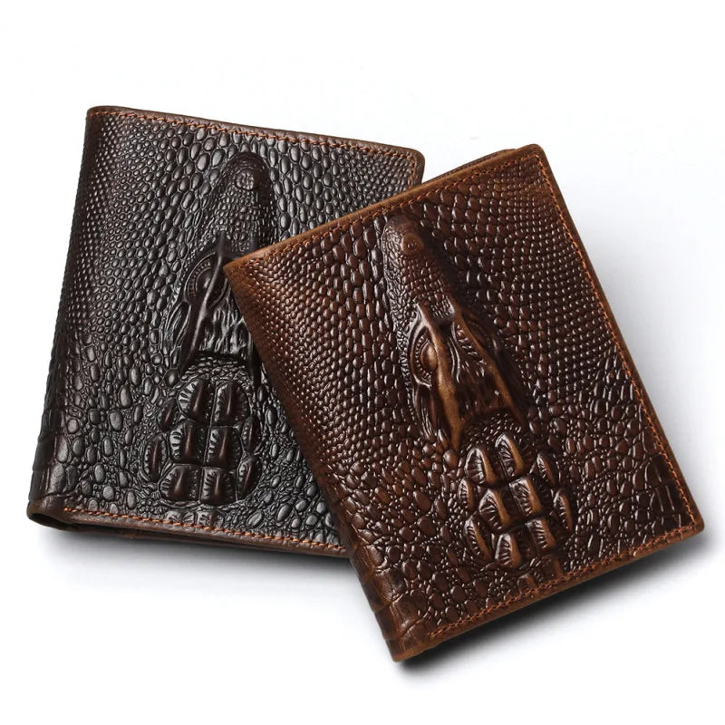 Crocodile Leather Wallet for Men, 3D Design, High Quality