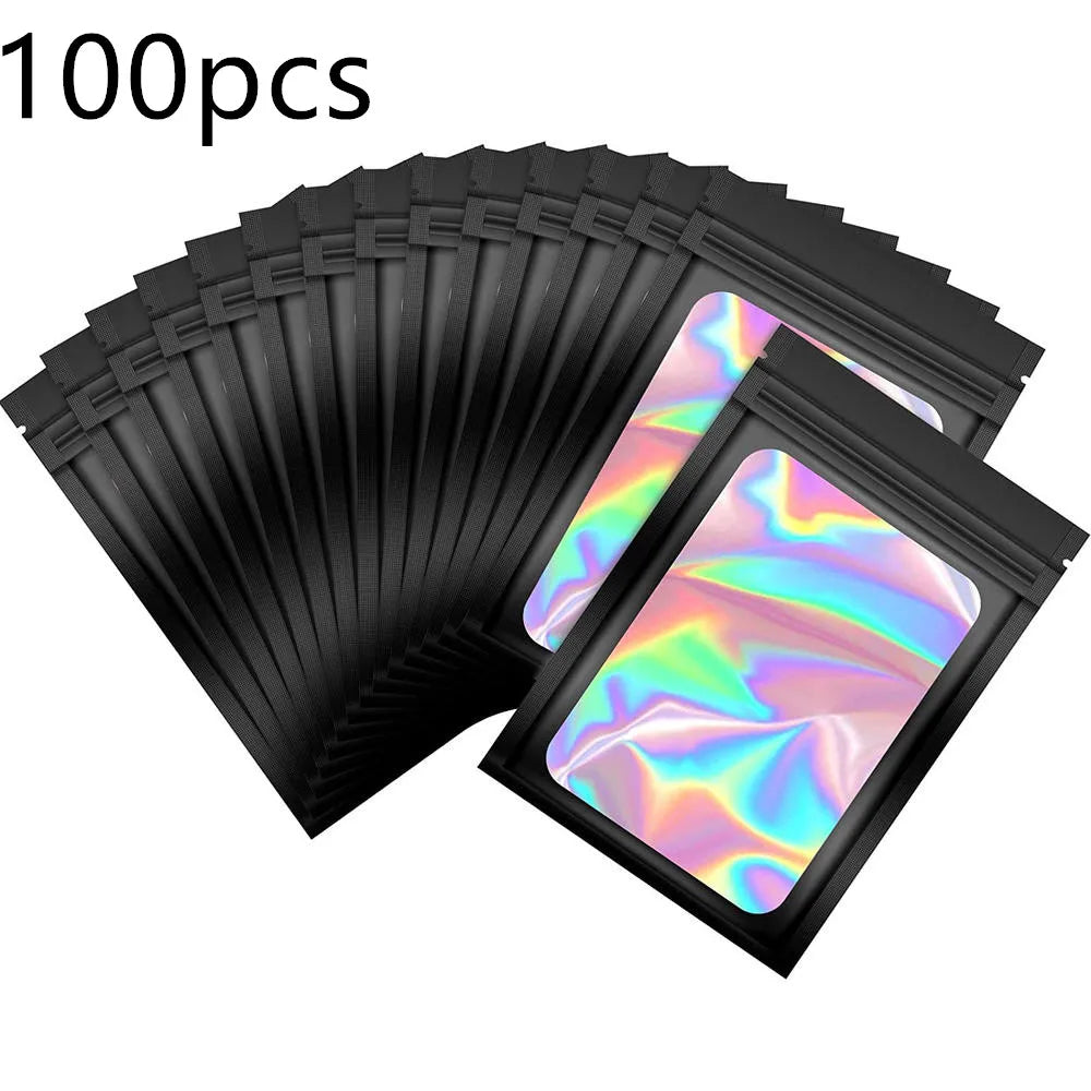 100 Smell Proof Mylar Bags Resealable Aluminum Foil Pouch