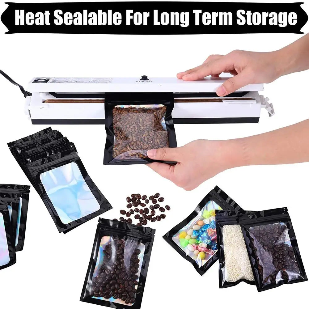 100 Smell Proof Mylar Bags Resealable Aluminum Foil Pouch