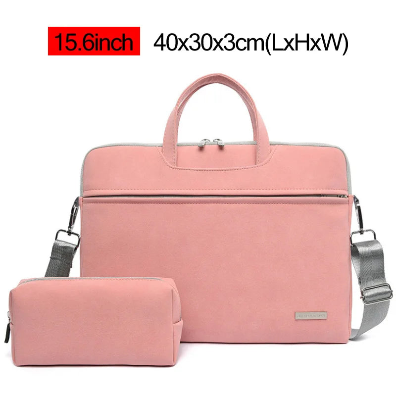 2PCS Business Laptop Briefcase Suede Office Macbook Handbag 13 14 15.6 inch