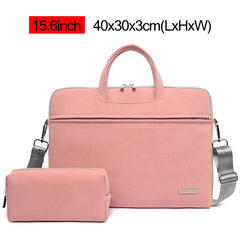 2PCS Business Laptop Briefcase Suede Office Macbook Handbag 13 14 15.6 inch