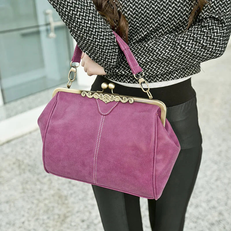 Winter Women Shoulder Bag Nubuck Leather Handbag Vintage Women Bag
