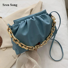 Summer Fold Chain Cloud Handbags Solid Messenger Bags