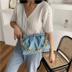 Summer Fold Chain Cloud Handbags Solid Messenger Bags