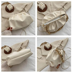 Summer Fold Chain Cloud Handbags Solid Messenger Bags
