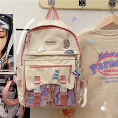 Vintage Cartoon High School Backpack for Teen Girls