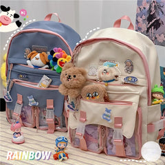 Vintage Cartoon High School Backpack for Teen Girls