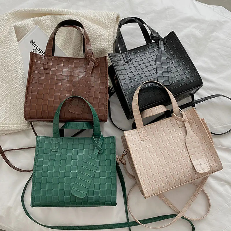 Soft Leather Shoulder Bag Autumn Square Solid Crossbody
