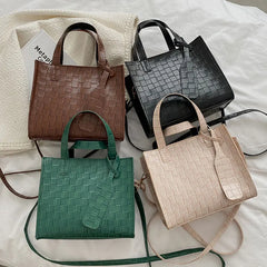 Soft Leather Shoulder Bag Autumn Square Solid Crossbody