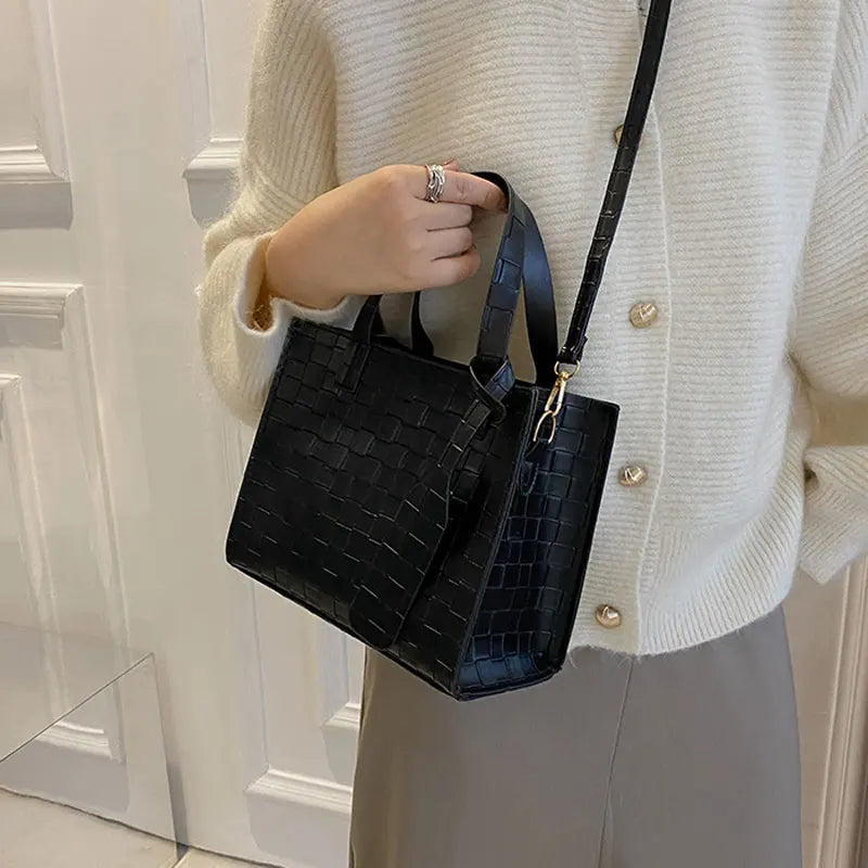 Soft Leather Shoulder Bag Autumn Square Solid Crossbody