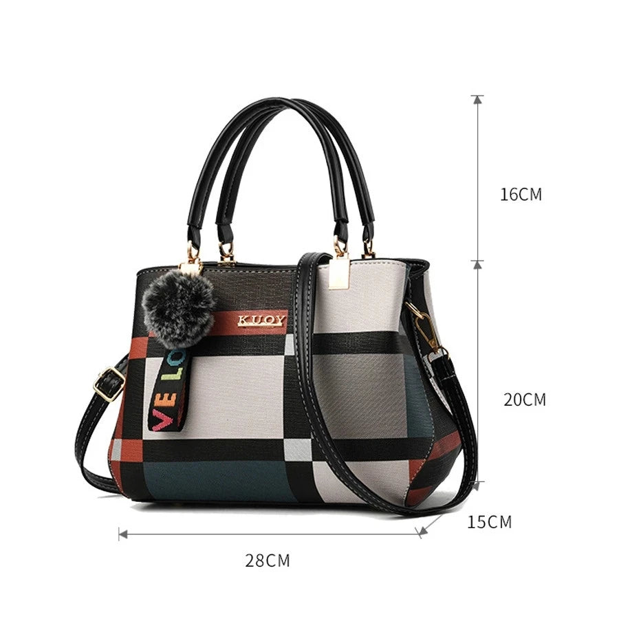 Casual Plaid Shoulder Bag Stitching Wild Messenger Female Totes Crossbody Bags