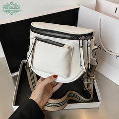 Soft Leather Crossbody Bag for Ladies Zipper Shoulder Strap