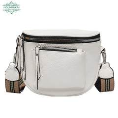 Soft Leather Crossbody Bag for Ladies Zipper Shoulder Strap