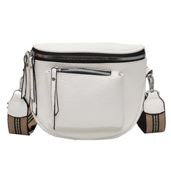 Soft Leather Crossbody Bag for Ladies Zipper Shoulder Strap