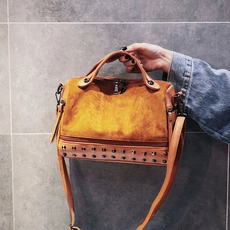 Studded Crossbody Bag for Women Leather Shoulder Handbag