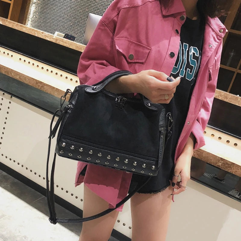 Studded Crossbody Bag for Women Leather Shoulder Handbag
