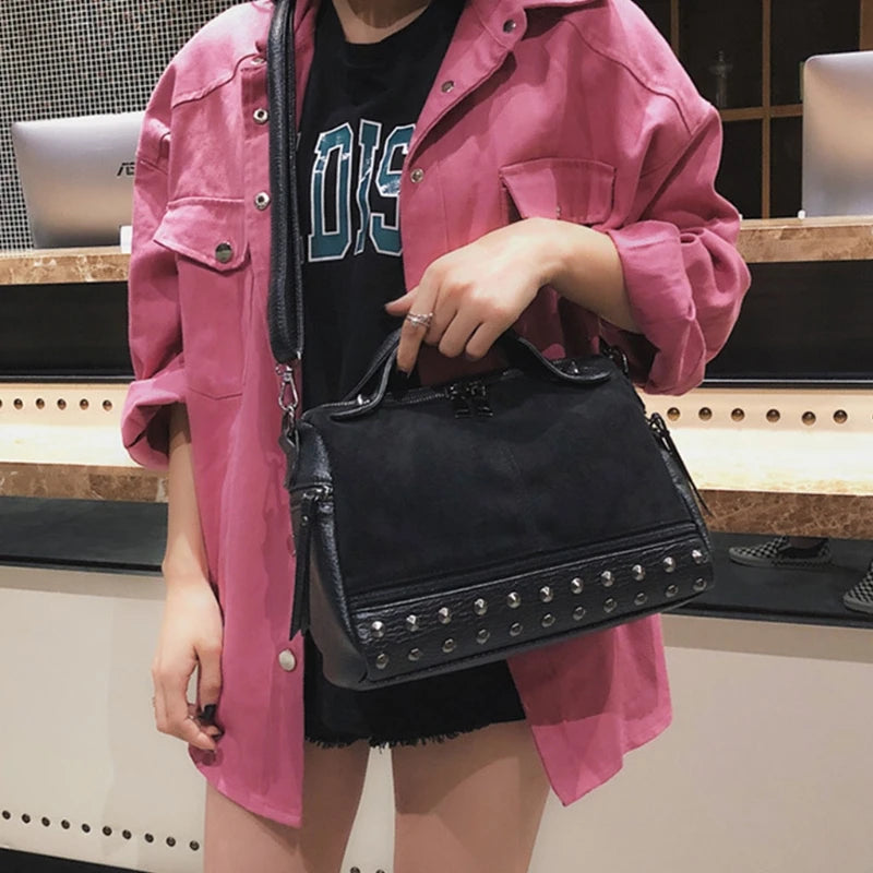 Studded Crossbody Bag for Women Leather Shoulder Handbag