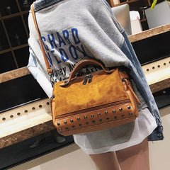 Studded Crossbody Bag for Women Leather Shoulder Handbag