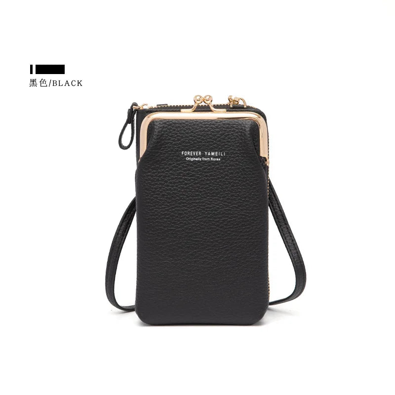 Crossbody Bag Touch Screen Cell Phone Purse Metal Leather Shoulder Strap Handbag