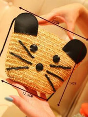 Woven Basket Tote Straw Bag Cartoon Girls Messenger Bag Woven Bag