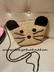Woven Basket Tote Straw Bag Cartoon Girls Messenger Bag Woven Bag