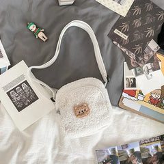 Bear Messenger Bag Plush Mobile Phone Bag Girls Small Shoulder Bag