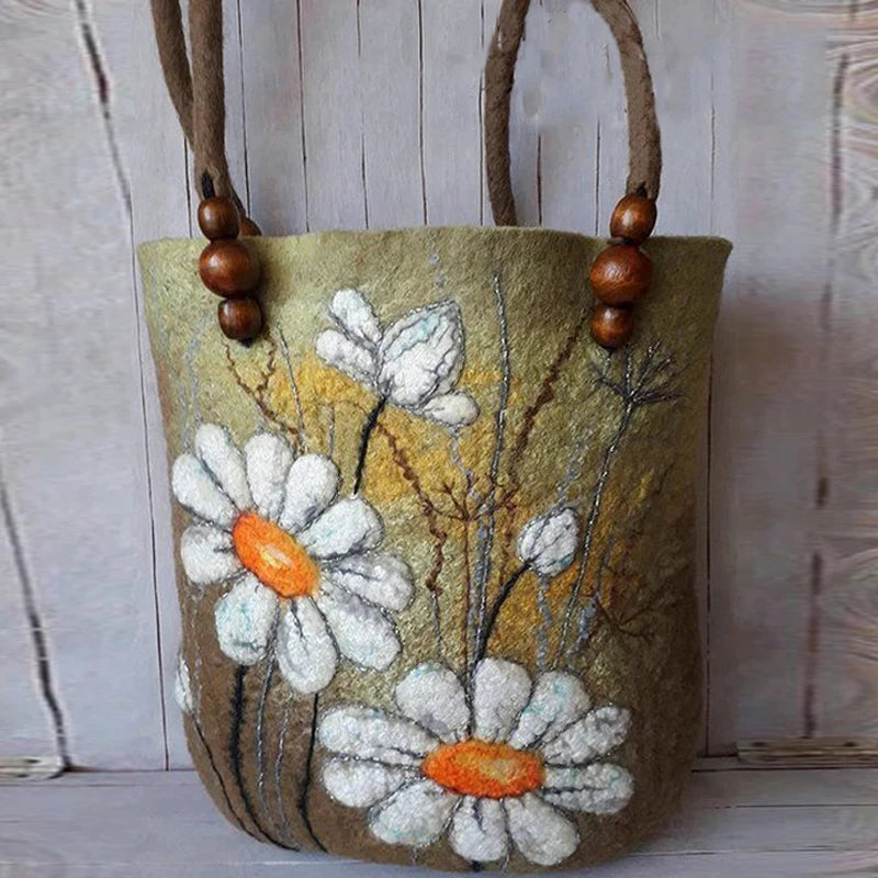 Vintage Casual Women's Shoulder Bag Large Capacity Painted Ladies Handbag